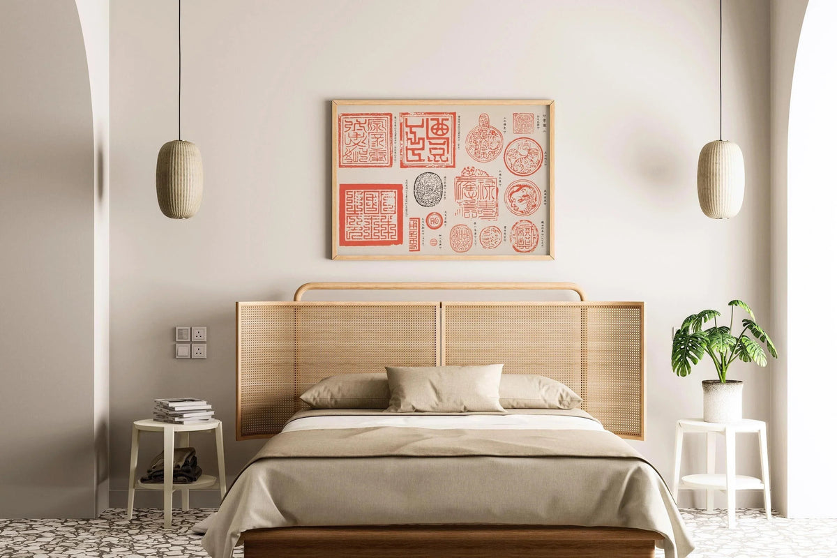 Japanese Family Crests Art Print: Traditional Dynasty Stamps