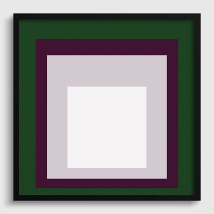 Josef Albers Inspired 'Temple' Giclee Print: Mid-Century Modern Art, Green Purple White