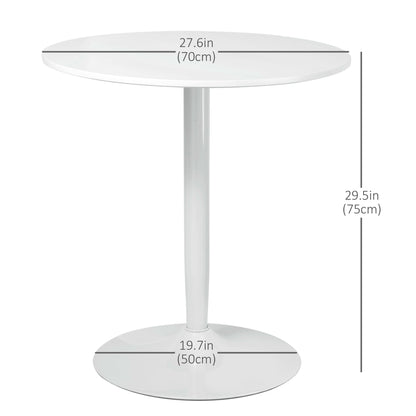 Table à manger ronde moderne Jan avec piètement en acier pour petits espaces-Blanc