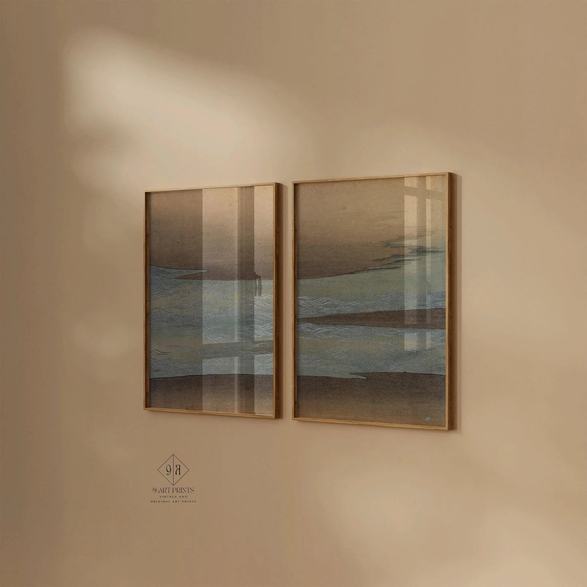 Kamisaka Sekka Small Waves Print: Vintage Japanese Woodblock Art Duo
