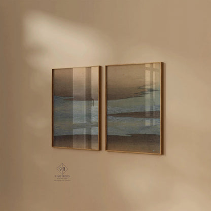 Kamisaka Sekka Small Waves Print: Vintage Japanese Woodblock Art Duo