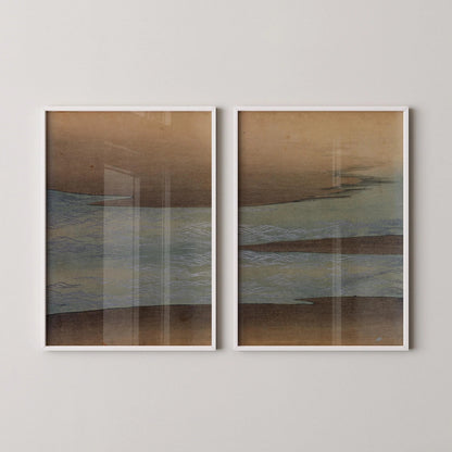 Kamisaka Sekka Small Waves Print: Vintage Japanese Woodblock Art Duo