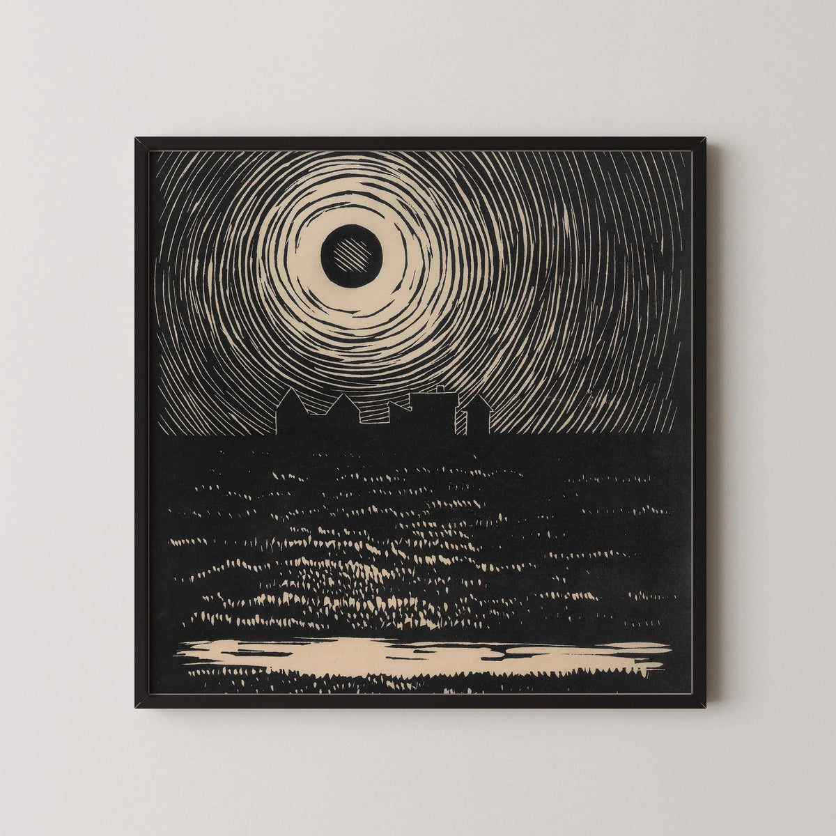 Karl Wiener Sunset Print: Black and White Sketch, Fine Art Giclee