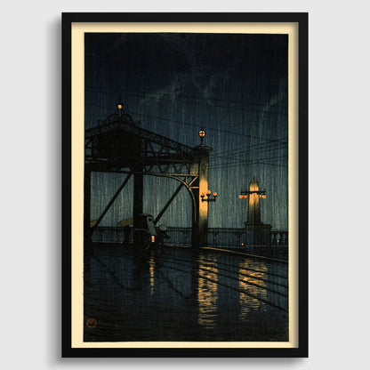 Kawase Hasui Shin Ohashi Bridge Print: Vintage Japanese Woodblock Art