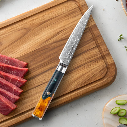 Kaze Katana Utility Knife 6″ | Damascus Steel by Ginza Steel
