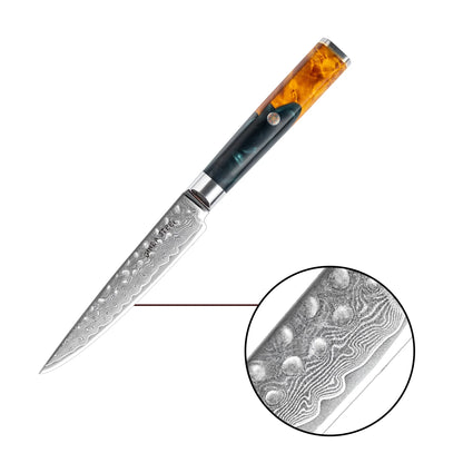 Kaze Katana Utility Knife 6″ | Damascus Steel by Ginza Steel