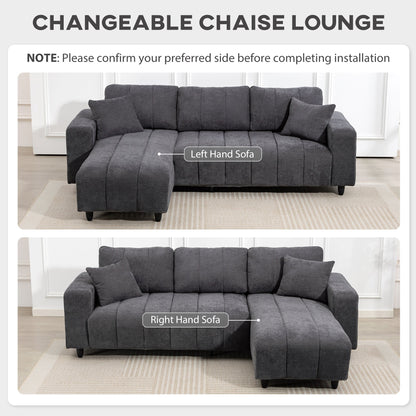 Wilshere Reversible Sectional with Changeable Chaise-Grey