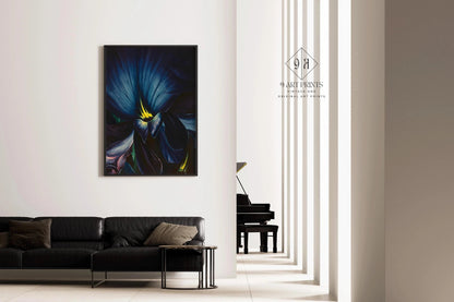 Leon Carrol - Chinese Delphinium | A Gorgeous, Intensely Navy blue Painting in Glorious Giclee Print (available handframed or unframed)