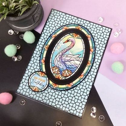 Stained Glass Wonderful Wildlife Luxury Foiled Edge-to-Edge Cardstock
