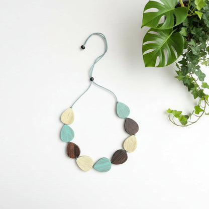 Wooden Tear Drop Necklace