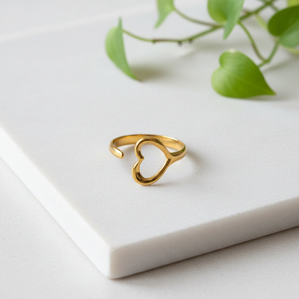 Bague Cœur Ouvert Simple - Plaqué Or