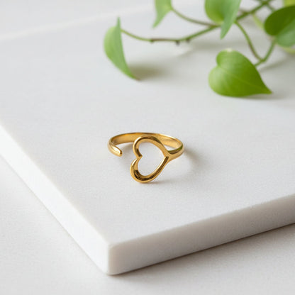 Bague Cœur Ouvert Simple - Plaqué Or