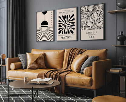 Matisse Bauhaus Japanese STATEMENT TRIO poster prints |  | Our Most Popular Neutral Set | available framed