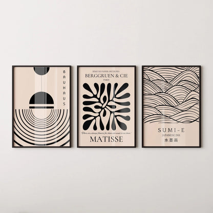Matisse Bauhaus Japanese STATEMENT TRIO poster prints |  | Our Most Popular Neutral Set | available framed