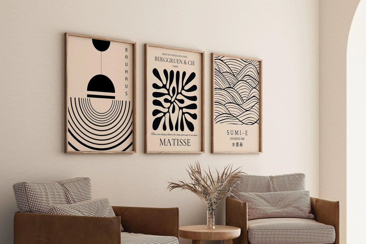 Matisse Bauhaus Japanese STATEMENT TRIO poster prints |  | Our Most Popular Neutral Set | available framed
