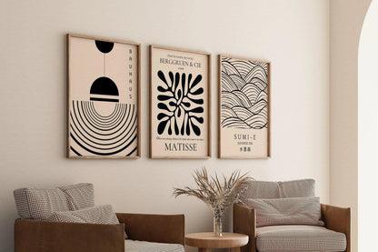 Matisse Bauhaus Japanese STATEMENT TRIO poster prints |  | Our Most Popular Neutral Set | available framed