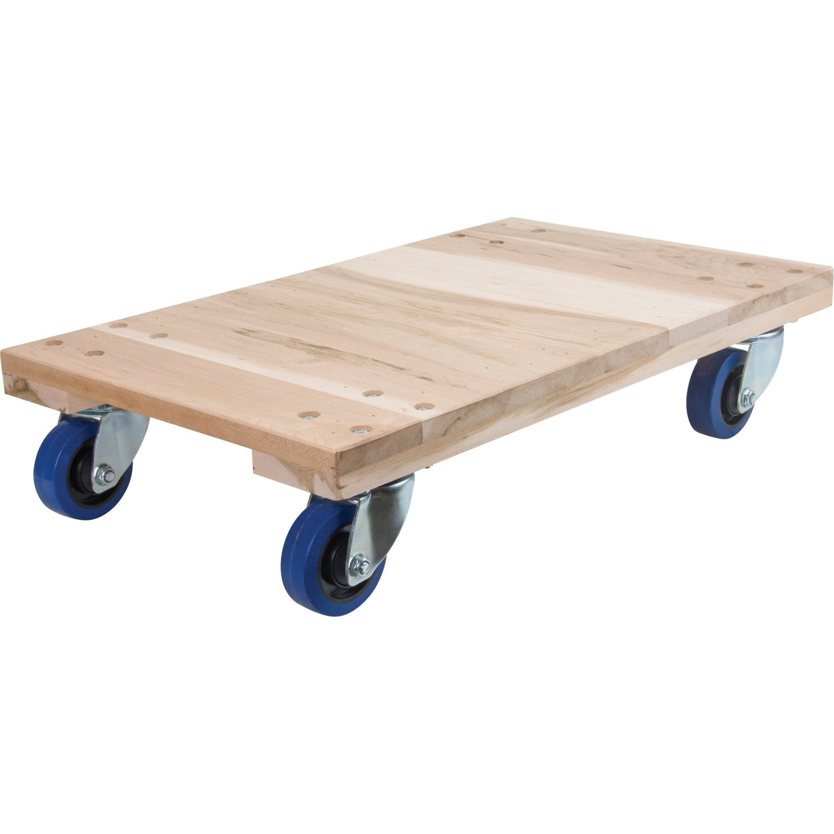 Chariots à roulettes en bois massif, usage moyen, roues en polyoléfine, capacité de 408 kg, 45,7 cm L x 76,2 cm P x 17,8 cm H