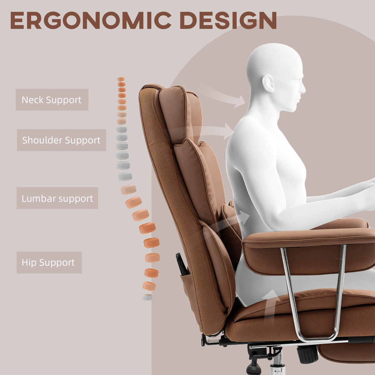 Fauteuil de bureau de direction Matteo avec 6 points de massage - Marron