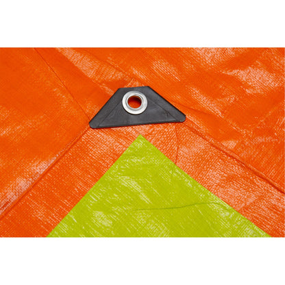 High-Visibility Heavy-Duty Woven Tarp, Polyethylene, Green/Orange, 16' x 20' x 12 mils