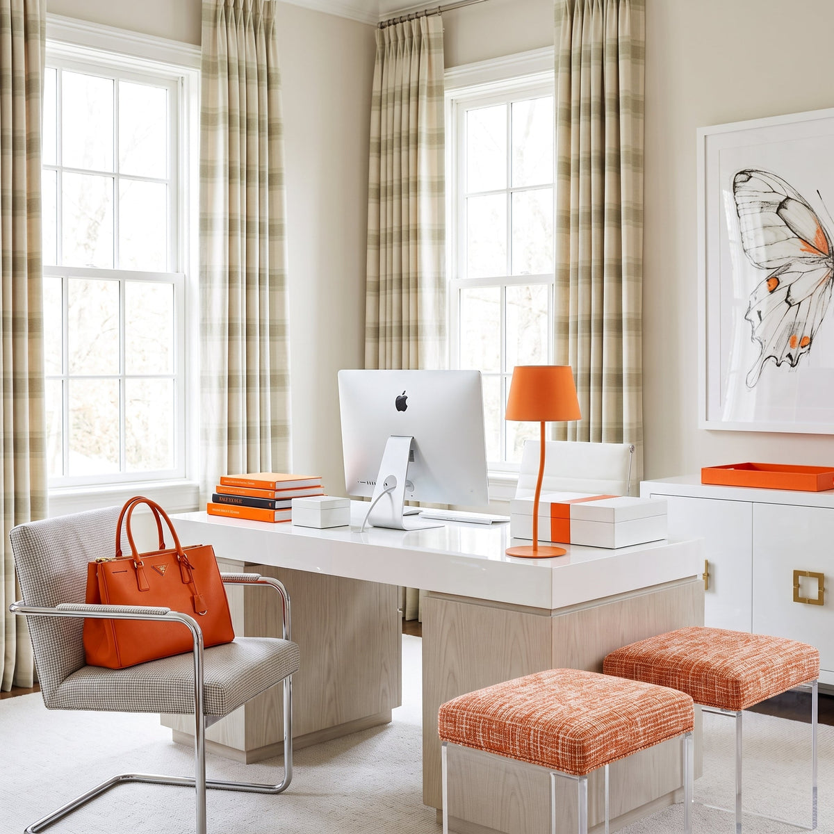 Lampe de chevet NICOLA orange de style moderne du milieu du siècle pour chambre, salon et bureau – Éclairage d'appoint rétro