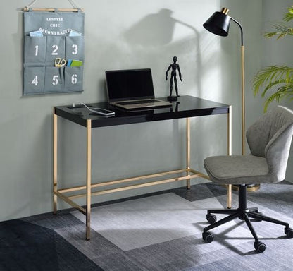 Bureau Lunar Elegant multi-usages avec port USB - Noir/Or