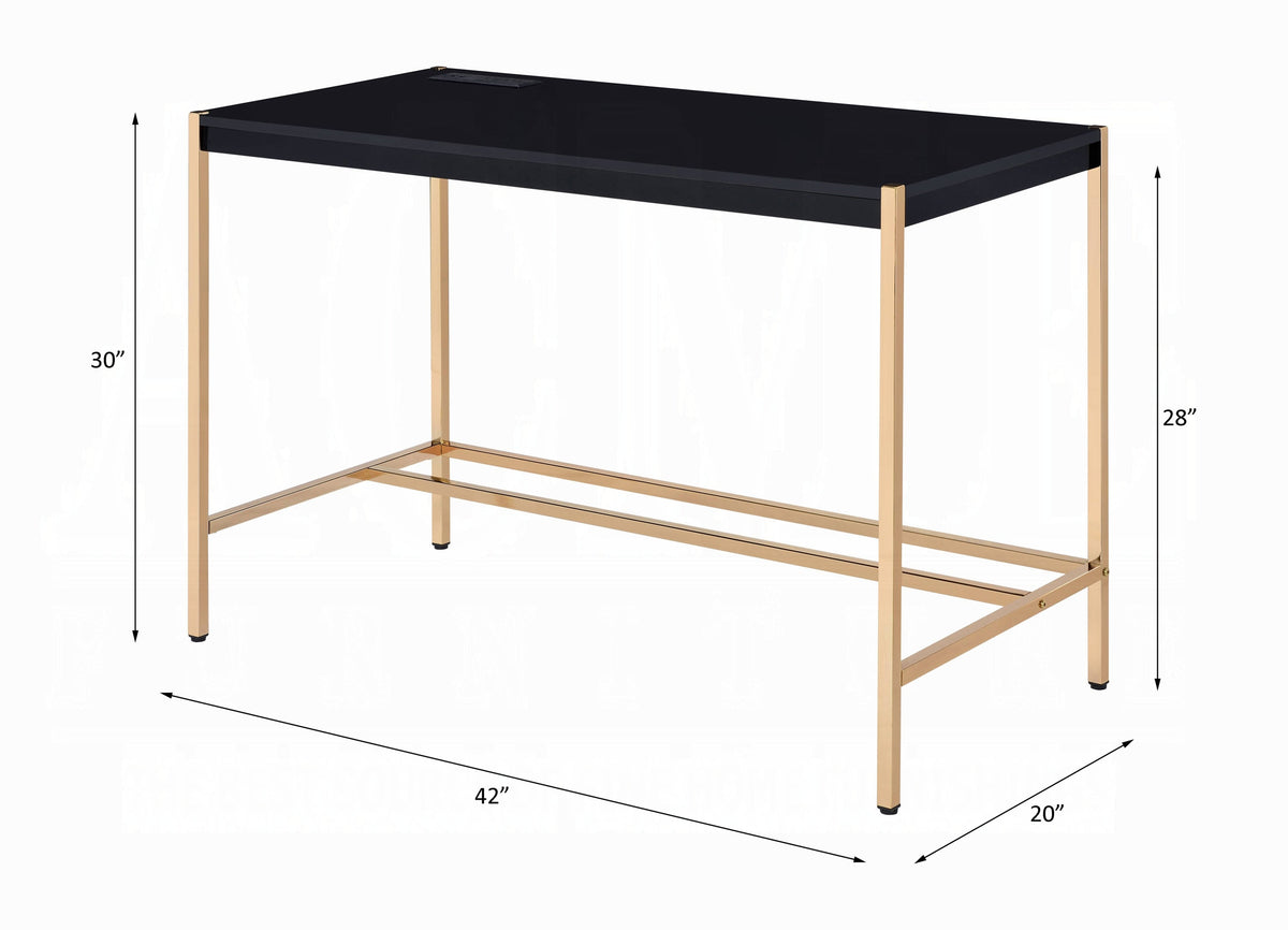 Bureau Lunar Elegant multi-usages avec port USB - Noir/Or