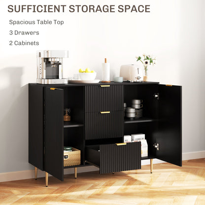 Buffet de cuisine moderne/Meuble de rangement pour couloir Ellis avec 3 tiroirs – Noir