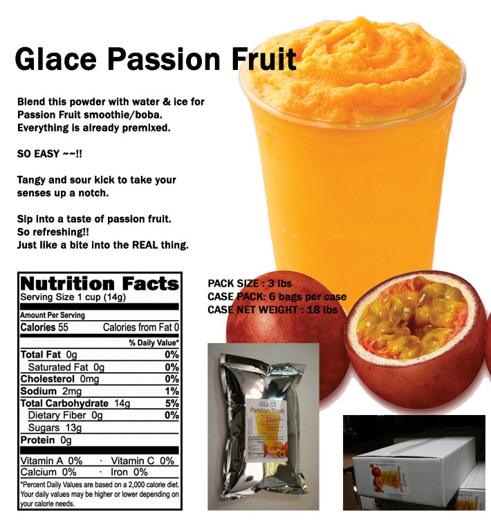 Mélange 4 en 1 fruit de la passion pour thés à bulles, smoothies, lattes et frappés, sac de 3 lb (caisse de 6 sacs de 3 lb) - Livraison gratuite au Canada pour les commandes de plus de 199 CAD