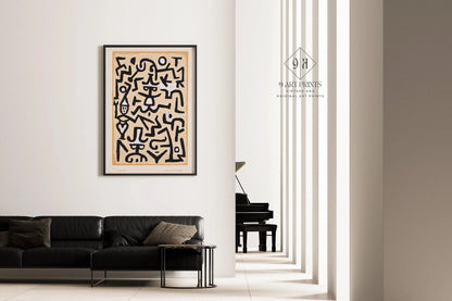 Paul Klee - Comedian's Handbill | Neutral Beige Modern Abstract Art (available handframed or unframed)