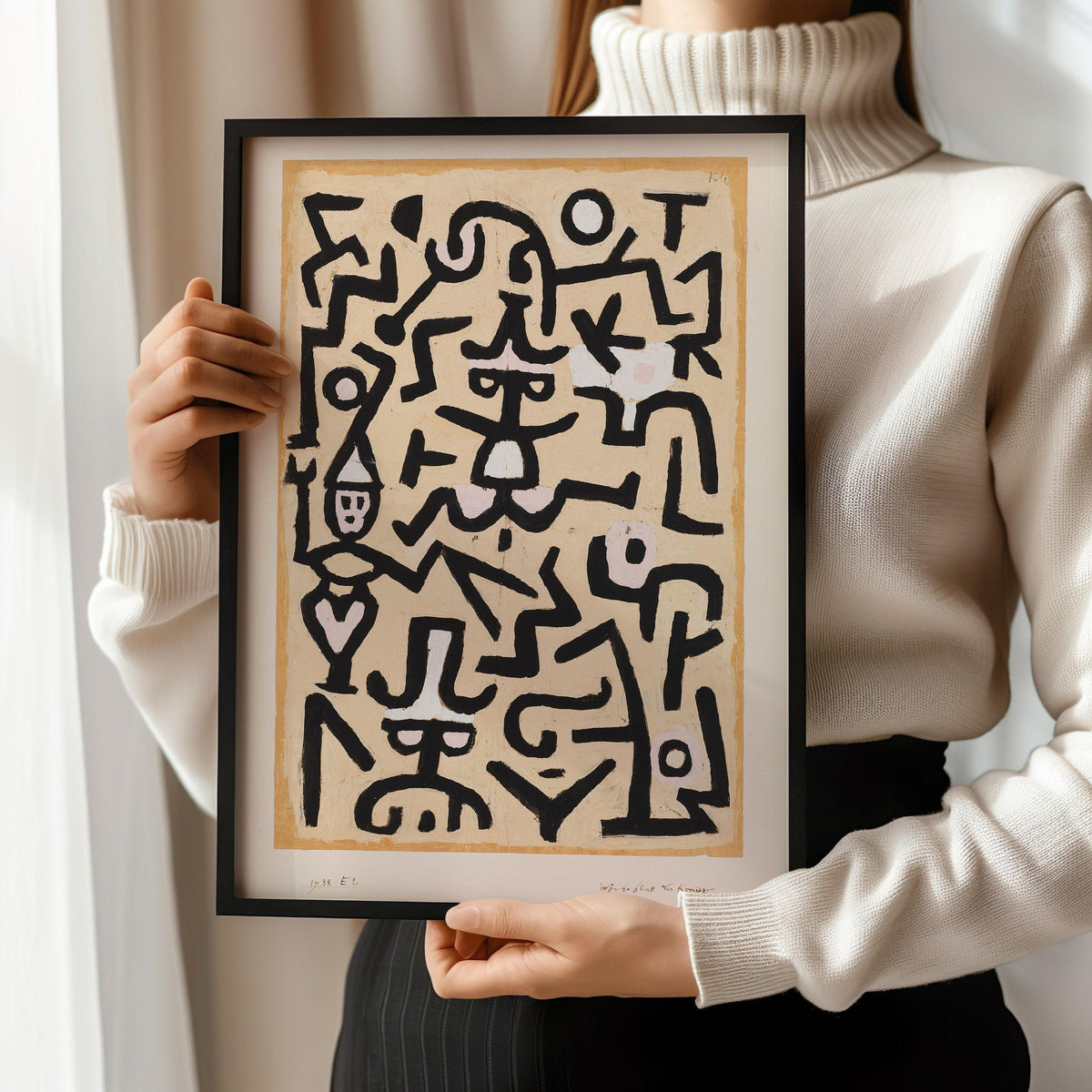 Paul Klee - Comedian's Handbill | Neutral Beige Modern Abstract Art (available handframed or unframed)
