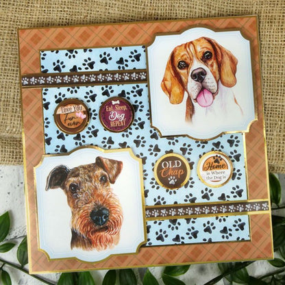 Feuille de dessus de carte Manger, dormir, chien, recommencer