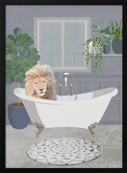 Impression sur toile Lion prenant un bain