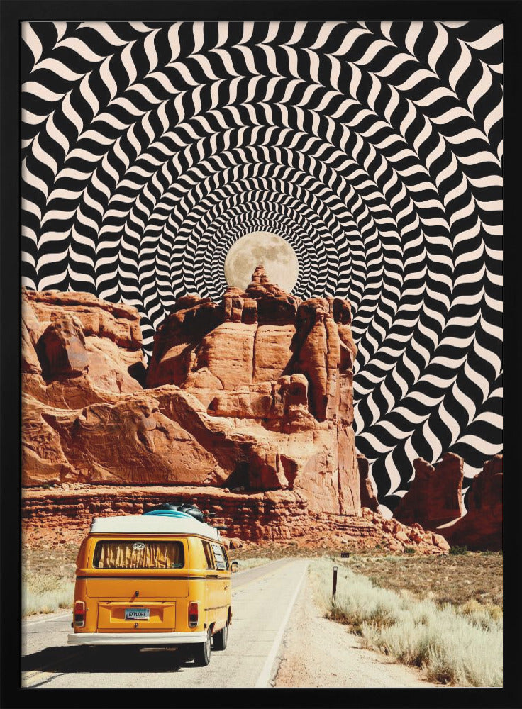 Surreal Desert Road Trip Optical Collage Canvas Wall Art | The Real Road Trip