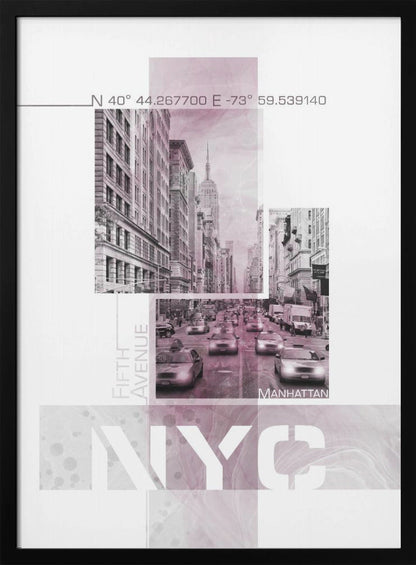Art mural Affiche Art NYC Cinquième Avenue Circulation | marbre rose