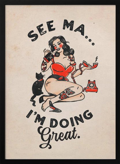 Art mural Affiche See Ma Drôle de Pin-up Vintage &amp; Chat