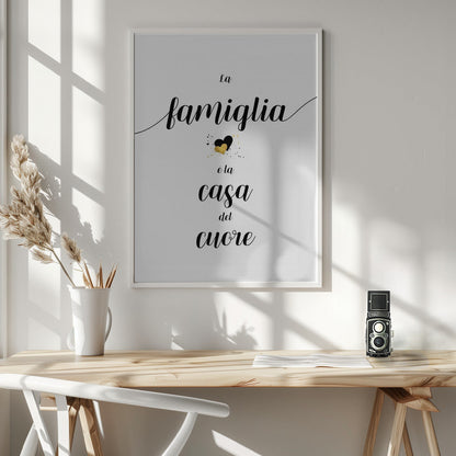 Décoration murale La famille est le foyer du cœur - Tableau sur toile italien