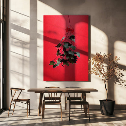 Décoration murale Houx avec nœud rouge