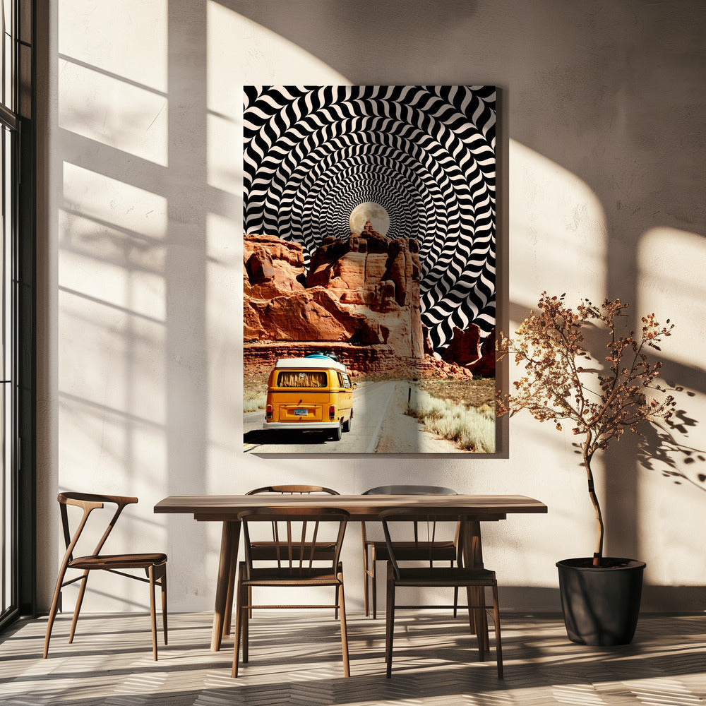 Surreal Desert Road Trip Optical Collage Canvas Wall Art | The Real Road Trip