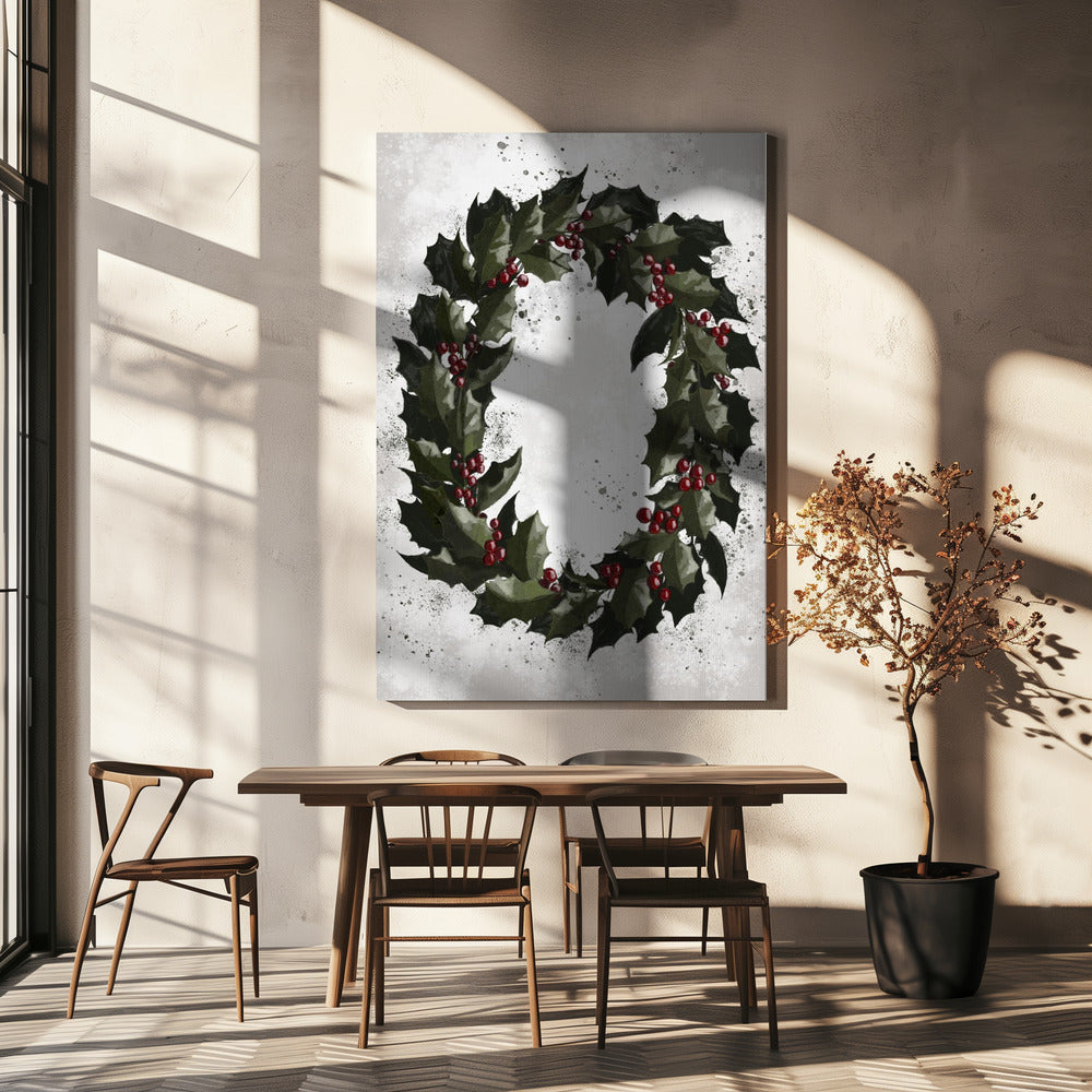 Décoration murale Éclaboussures Couronne de houx Impression sur toile