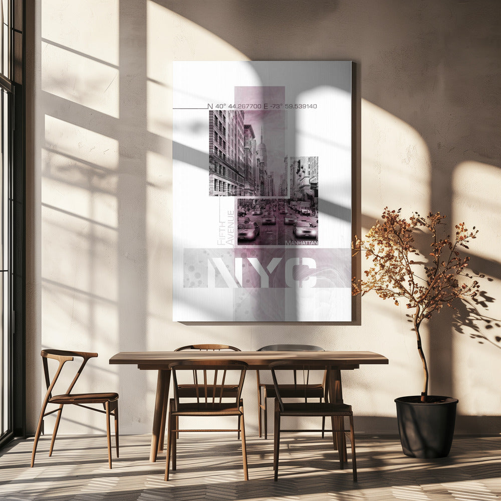 Art mural Affiche Art NYC Cinquième Avenue Circulation | marbre rose