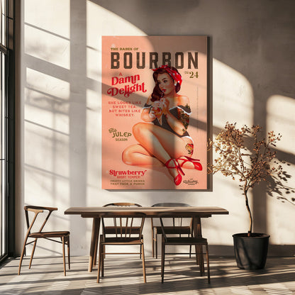 Décoration murale Babes of Bourbon Vol 22 Pin-up vintage buvant un cocktail