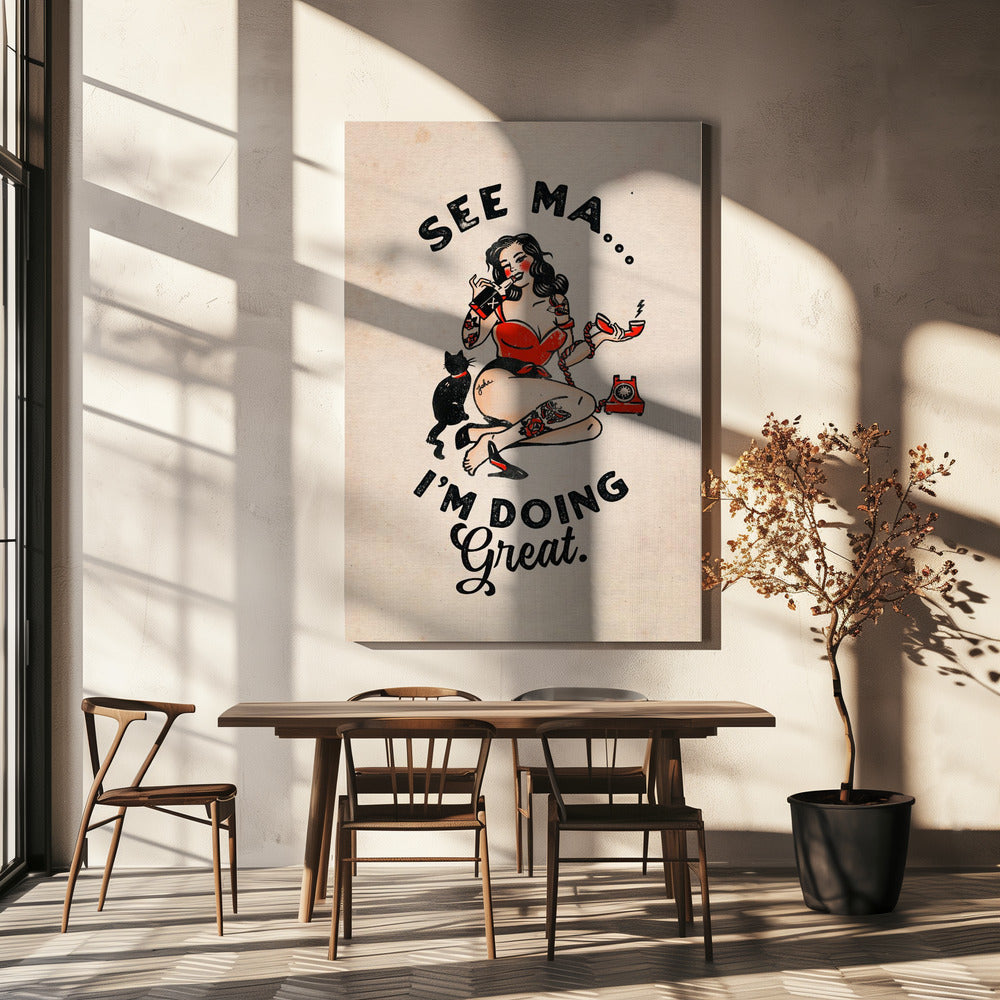 Art mural Affiche See Ma Drôle de Pin-up Vintage &amp; Chat