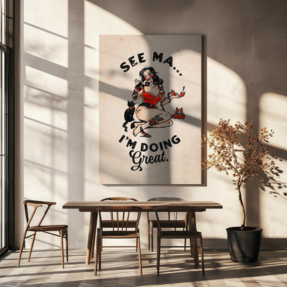 Art mural Affiche See Ma Drôle de Pin-up Vintage &amp; Chat