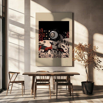 Art mural scandinave Folk et Tricot : Folklore Holiday 2 Impression sur toile