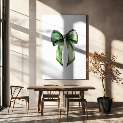 Décoration Murale Nœud Vert Aquarelle Impression sur Toile