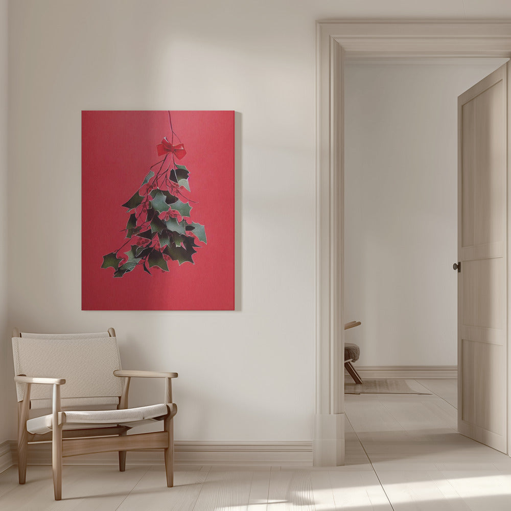 Décoration murale Houx avec nœud rouge