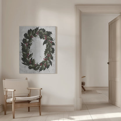Décoration murale Éclaboussures Couronne de houx Impression sur toile