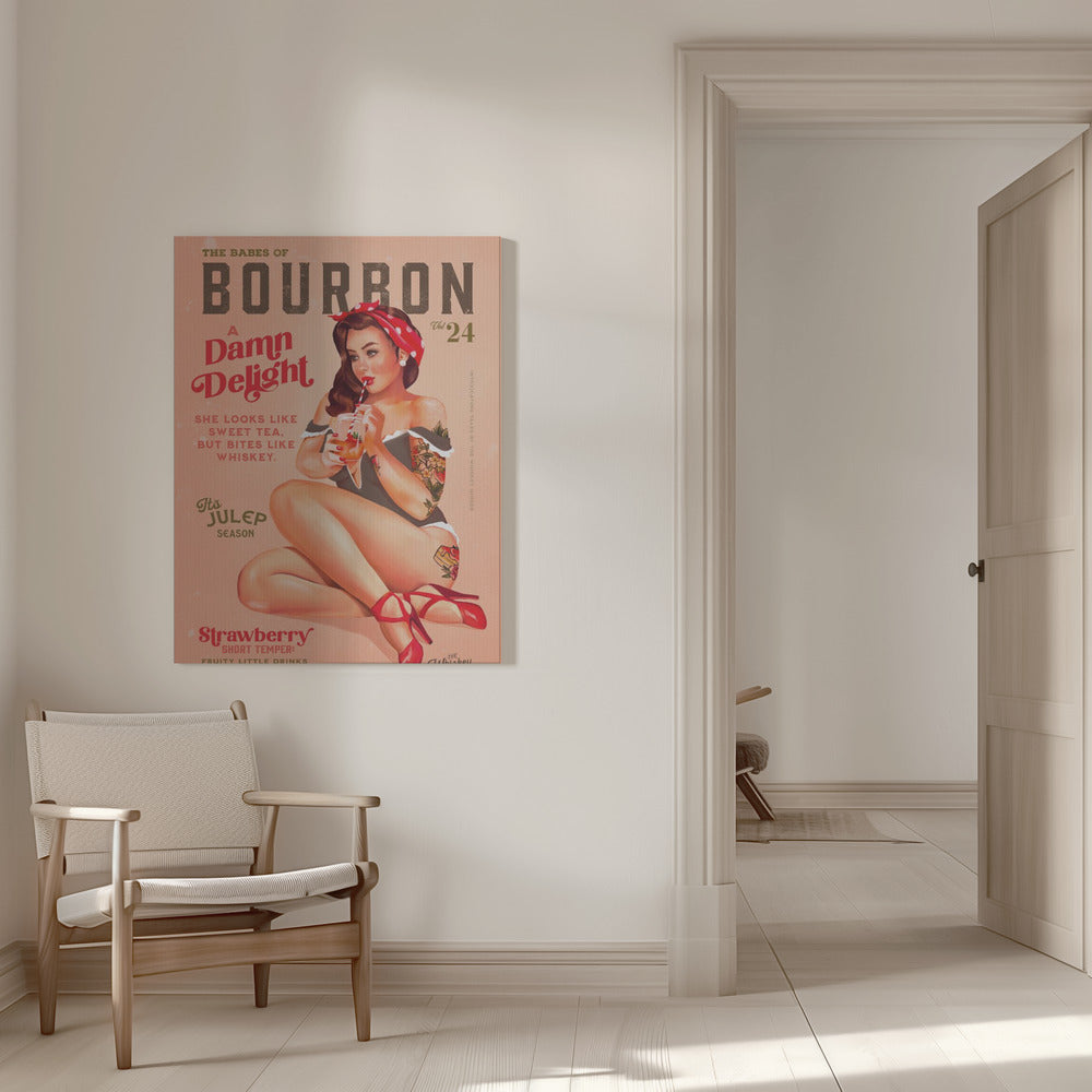 Décoration murale Babes of Bourbon Vol 22 Pin-up vintage buvant un cocktail