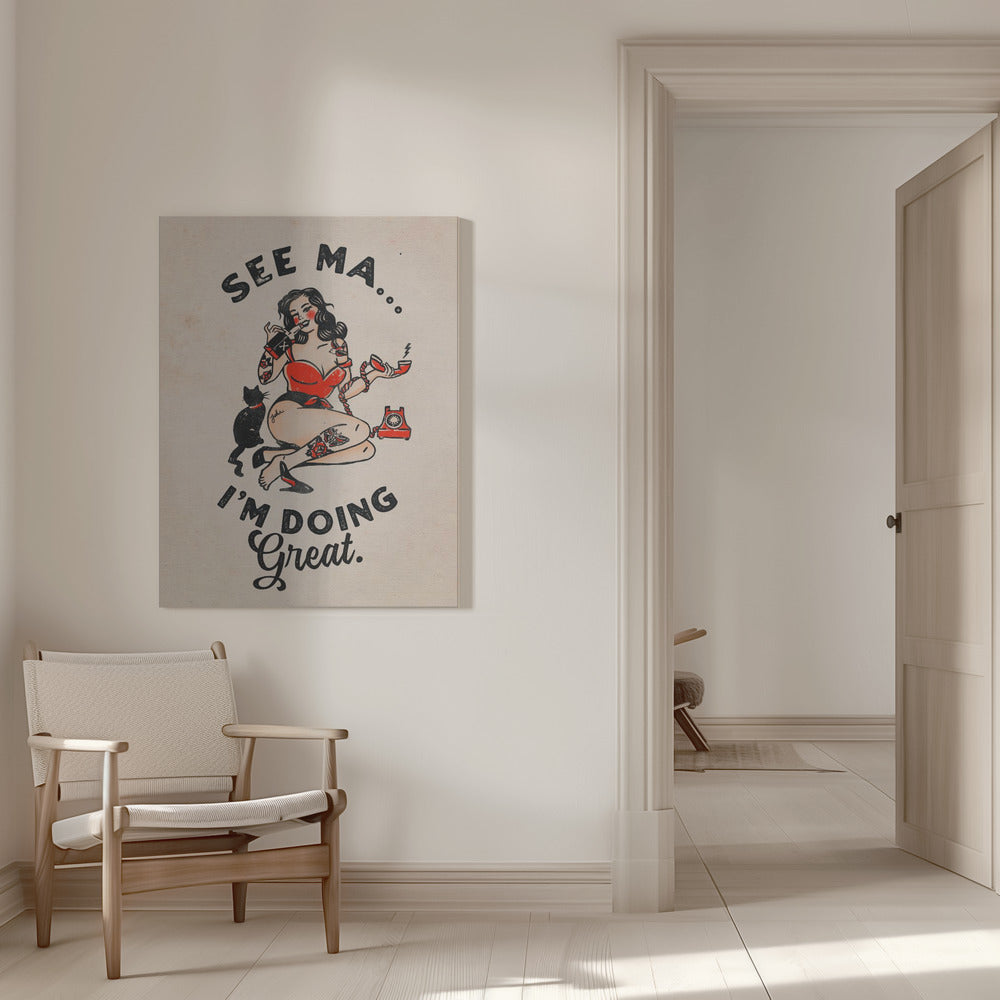 Art mural Affiche See Ma Drôle de Pin-up Vintage &amp; Chat