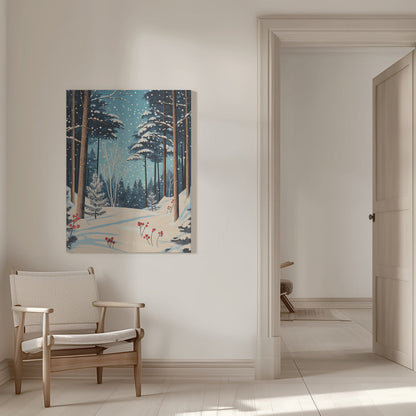 Décoration murale Noël Forêt enneigée Impression sur toile